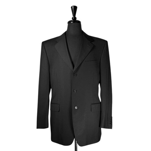 Canali Mens 40R Black Wool Blazer Sport Coat Made in Italy EU 50 Luxury Tailored